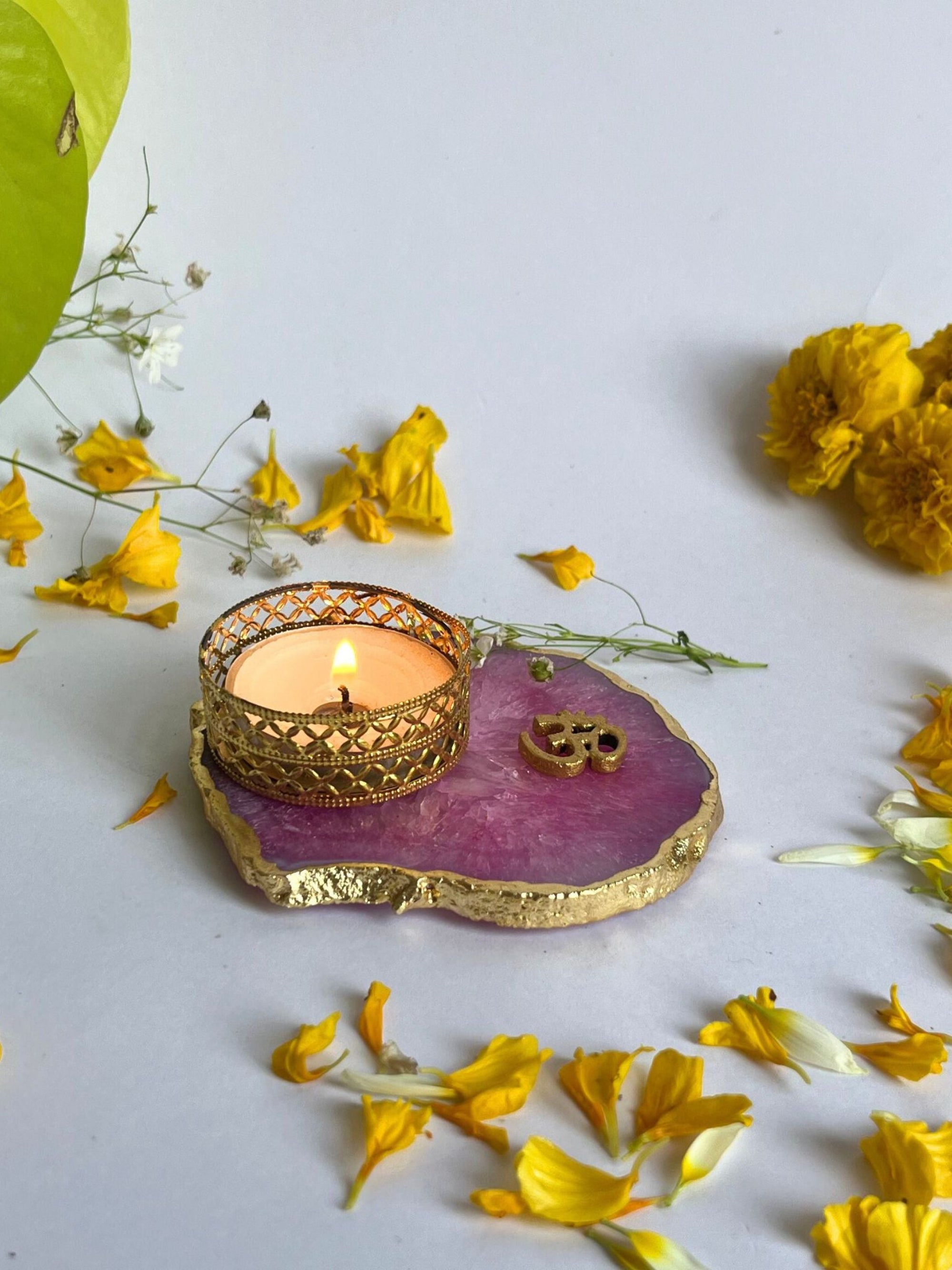 OM Tea Light Candle Holder Set of 2