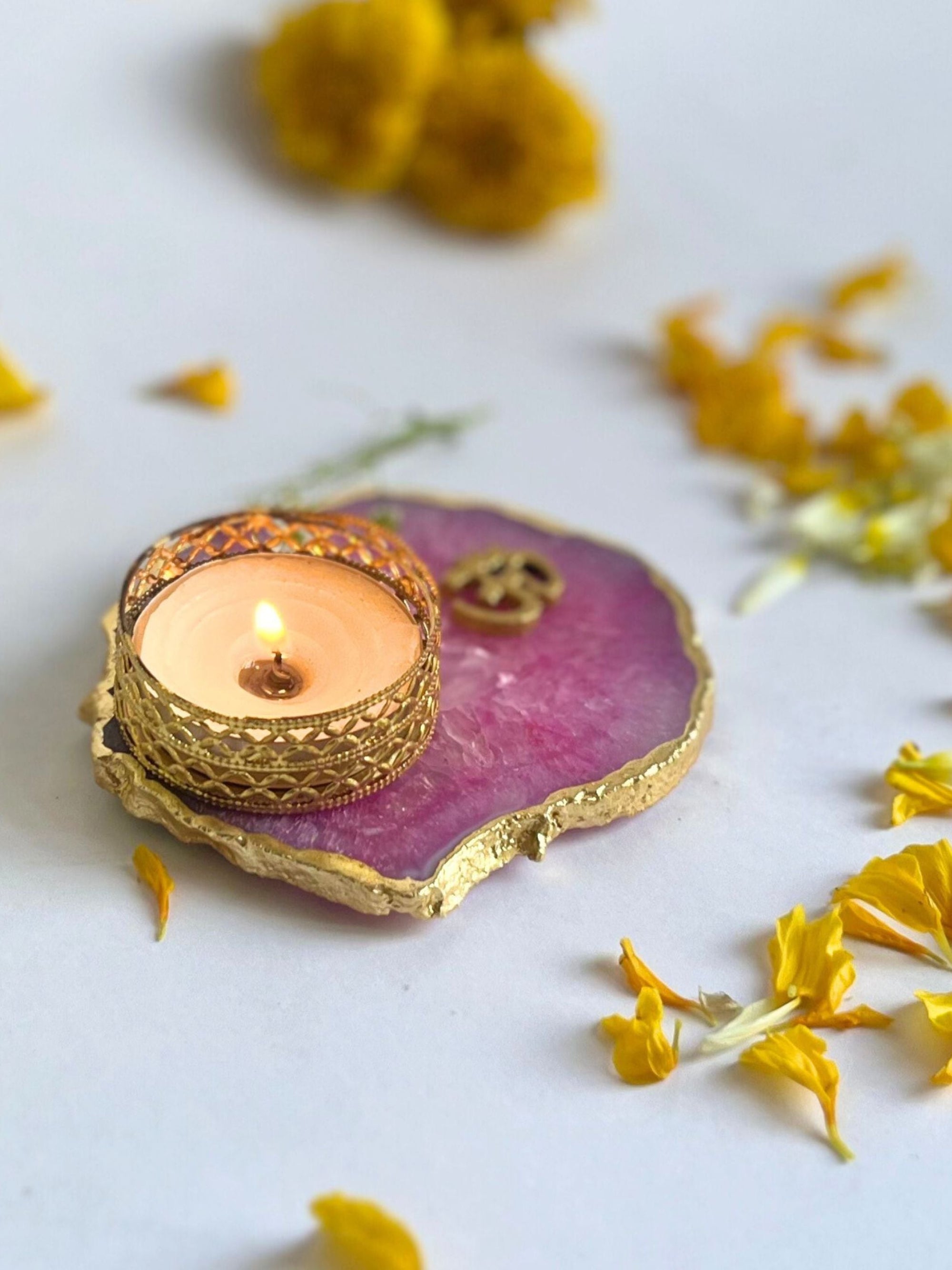 OM Tea Light Candle Holder Set of 2