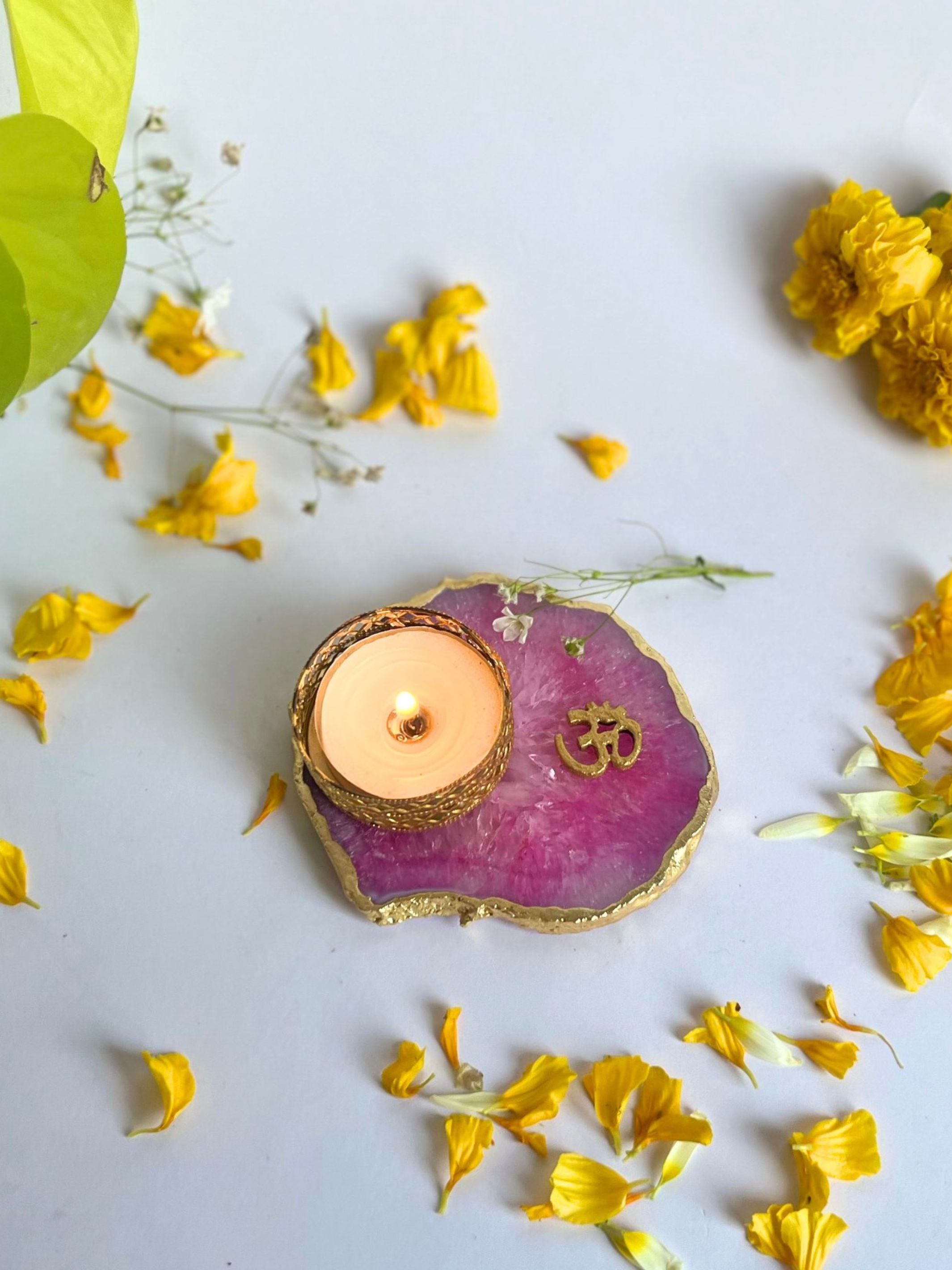 OM Tea Light Candle Holder Set of 2