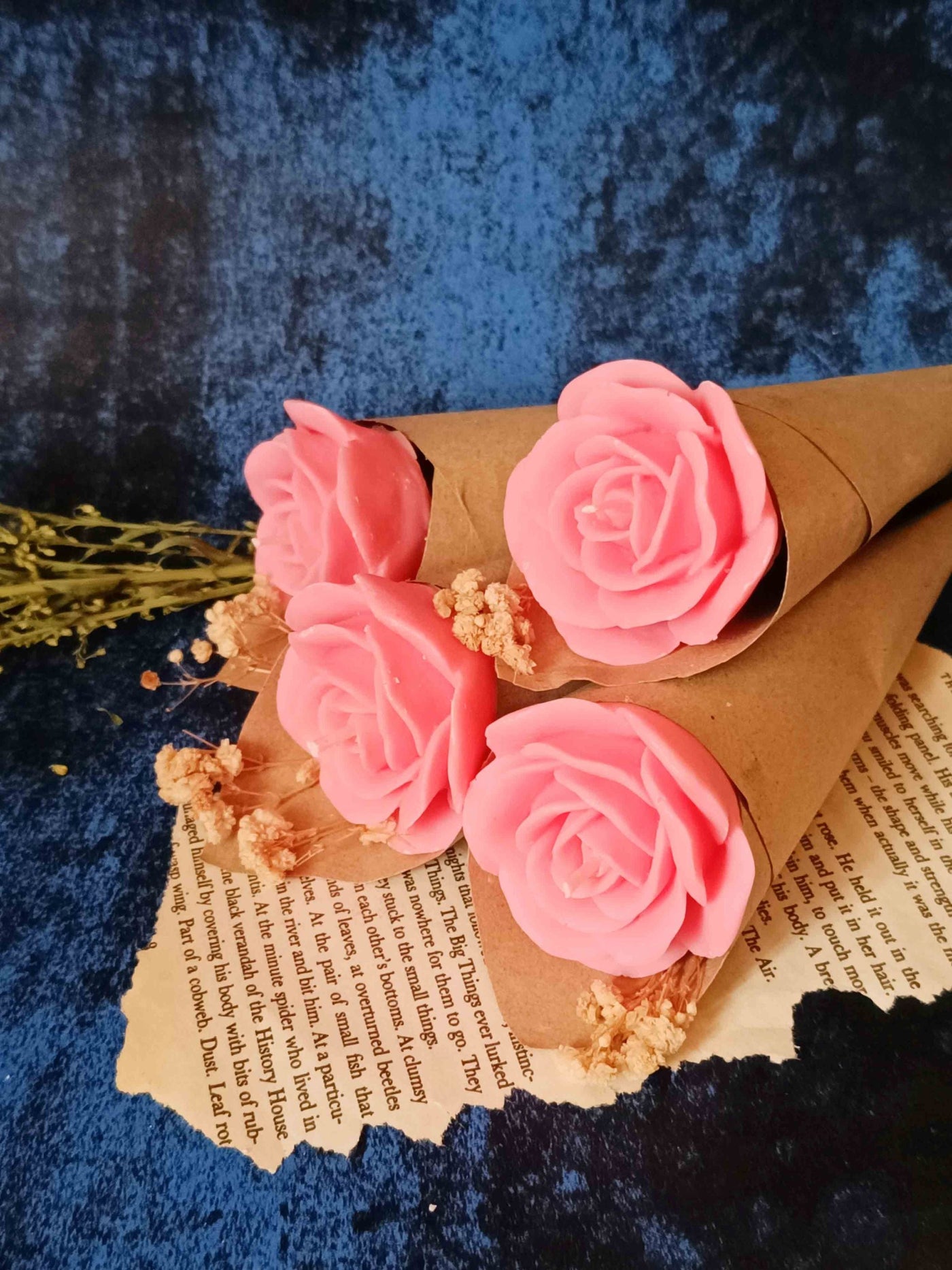 Candle  Sets - Pink Rose Flower Bouquet