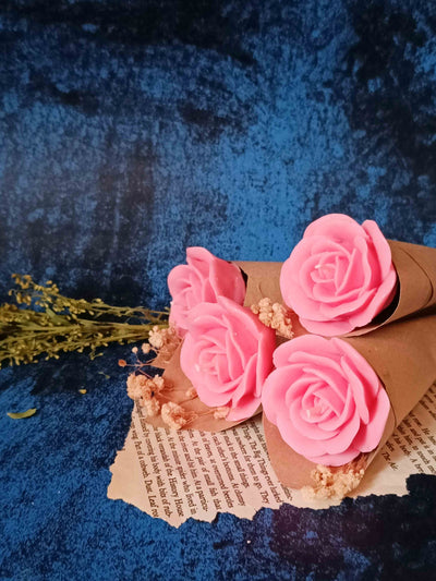 Candle  Sets - Pink Rose Flower Bouquet