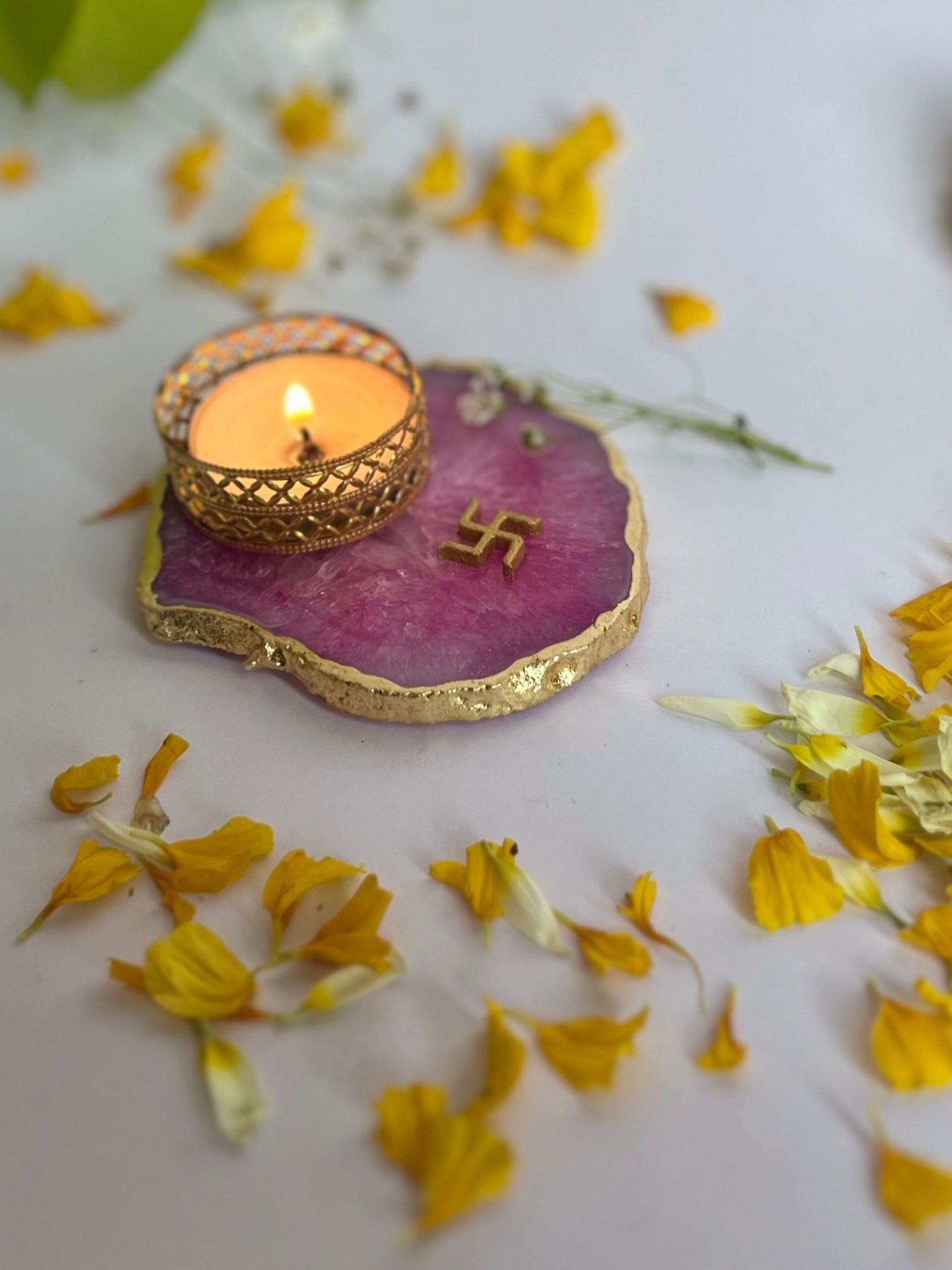Swastik Tea Light Candle Holder Set of 2