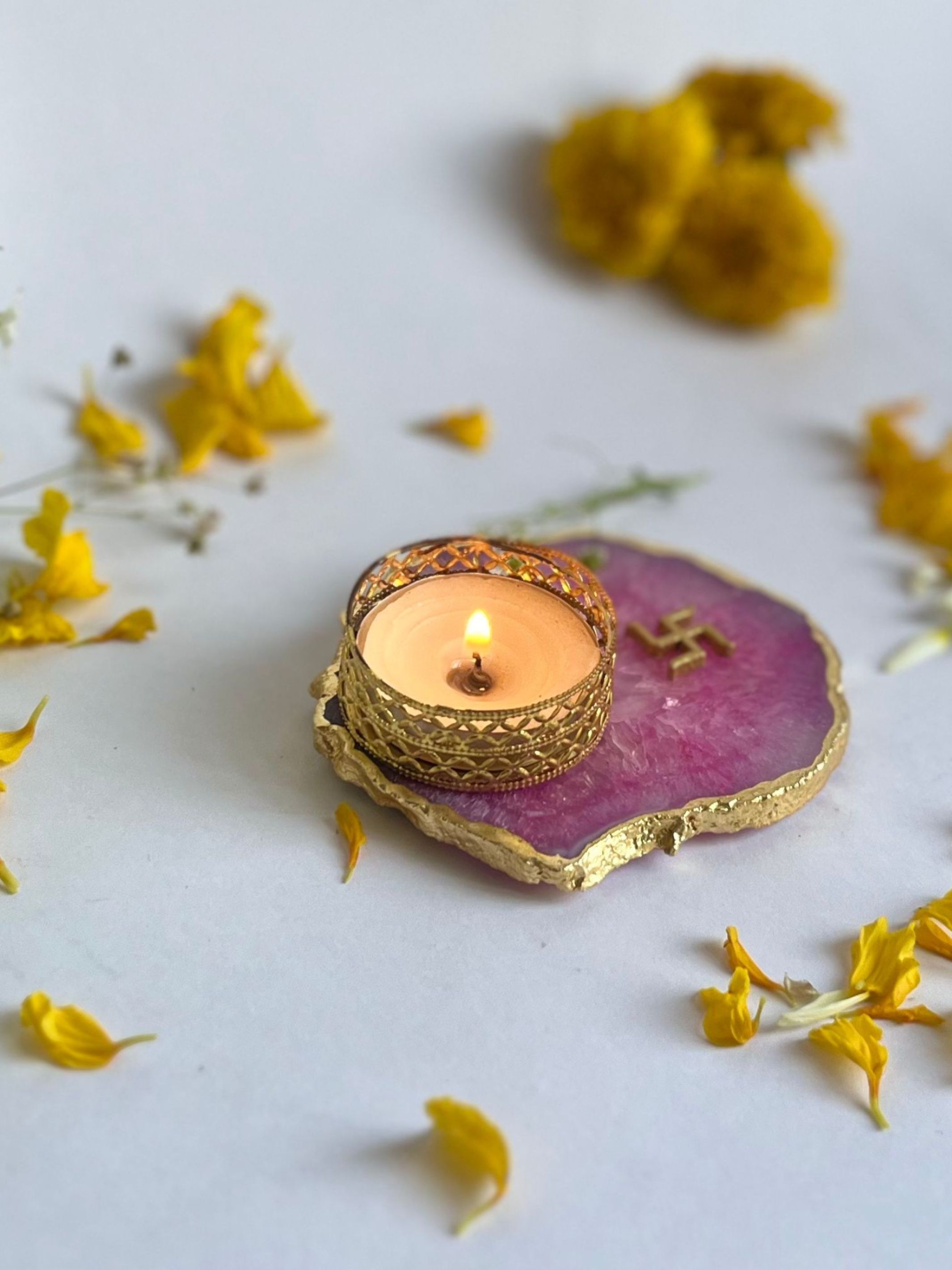 Swastik Tea Light Candle Holder Set of 2
