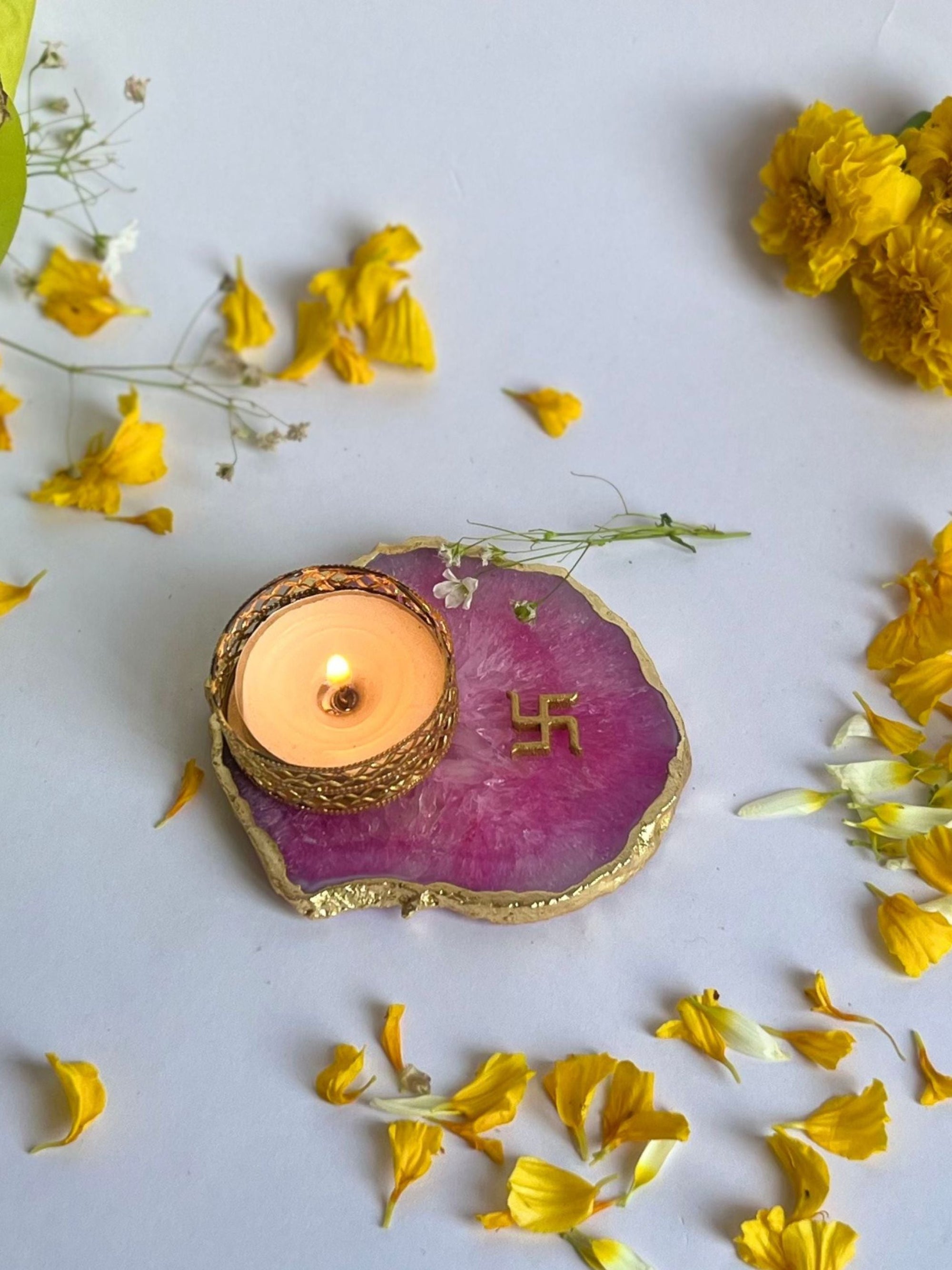 Swastik Tea Light Candle Holder Set of 2