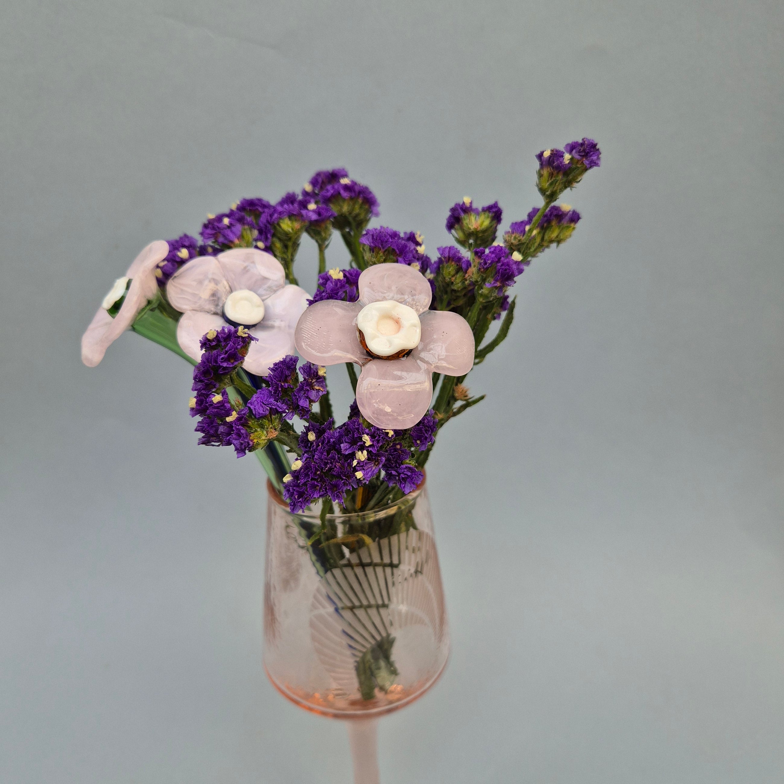Daisy Glass Flower Stem - Pink Whisper
