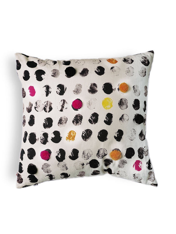 Hand Painted Cushion Cover - Polka Fuchsia