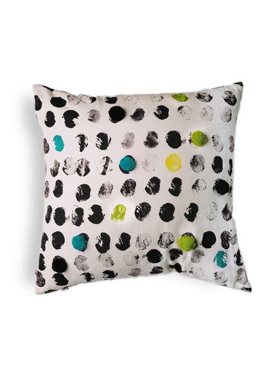 Hand Painted Cushion Cover - Polka Turquoise