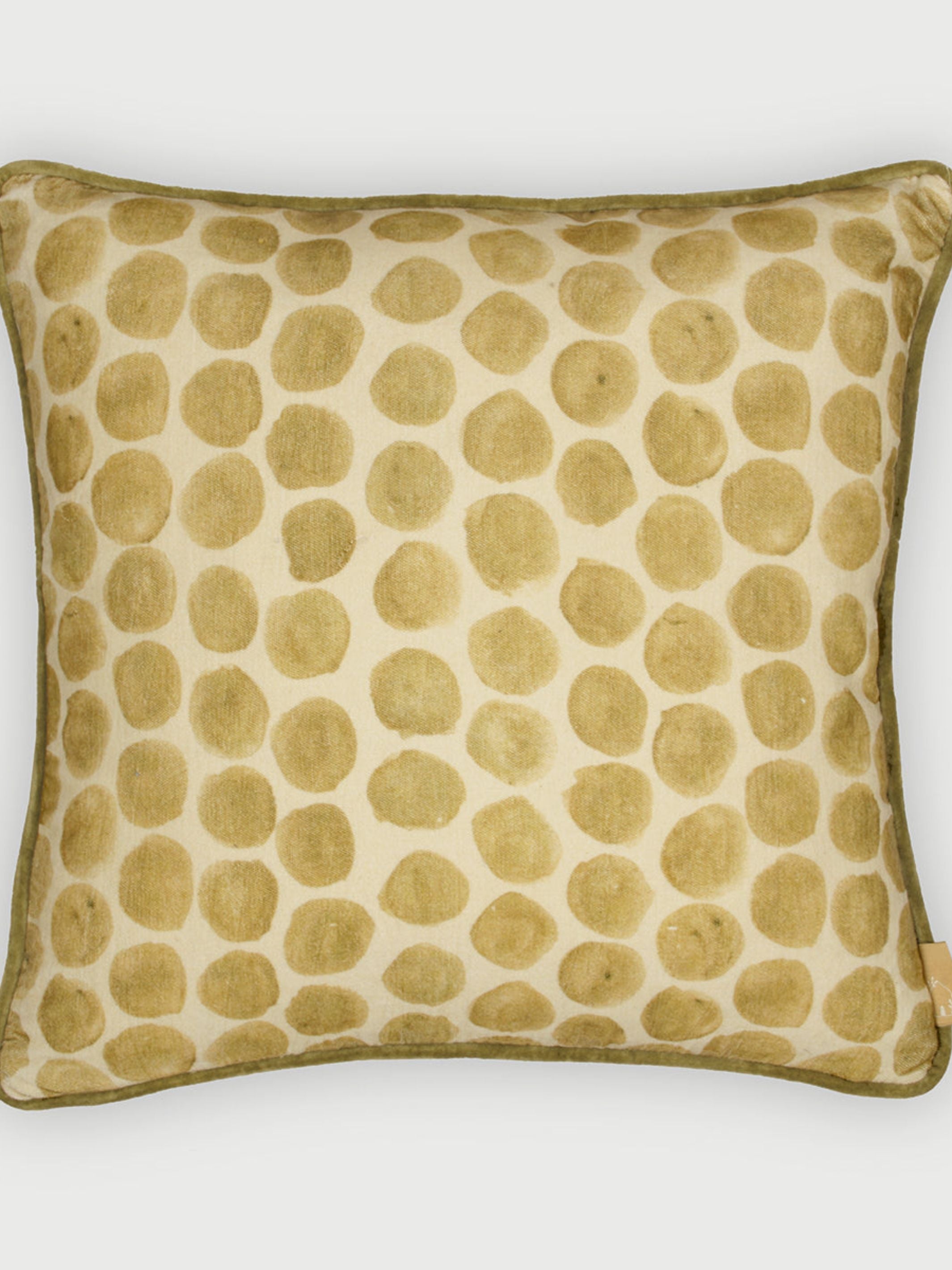 Polka Dot Olive Velvet Cushion Cover
