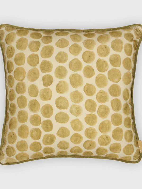 Polka Dot Olive Velvet Cushion Cover