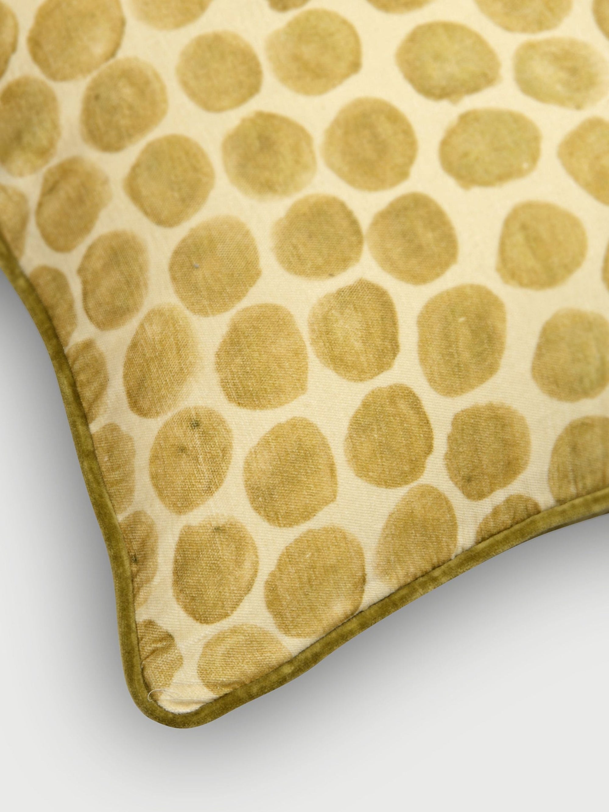 Polka Dot Olive Velvet Cushion Cover