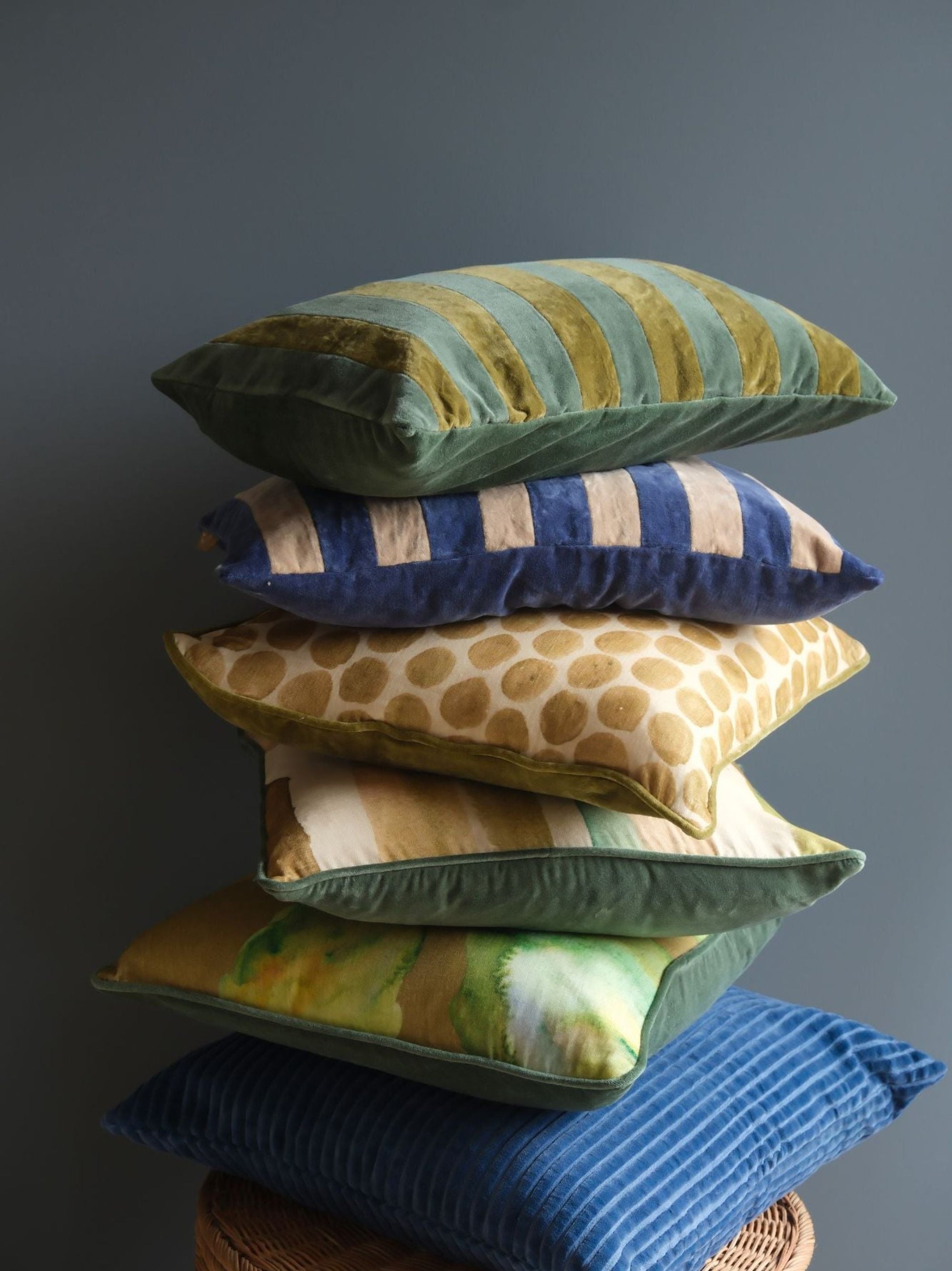 Bloom Olive Velvet Cushion Cover