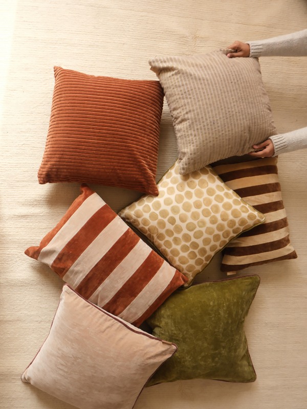 Polka Dot Olive Velvet Cushion Cover