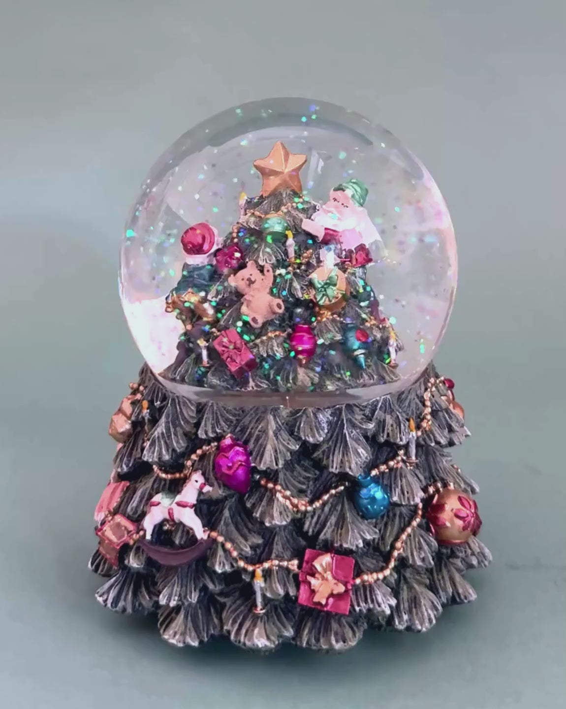 Christmas Tree Snow Globe Music Decor