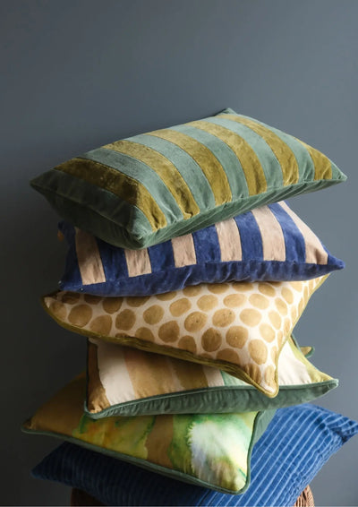 Holly Eucalyptus Velvet Stripe Cushion Cover
