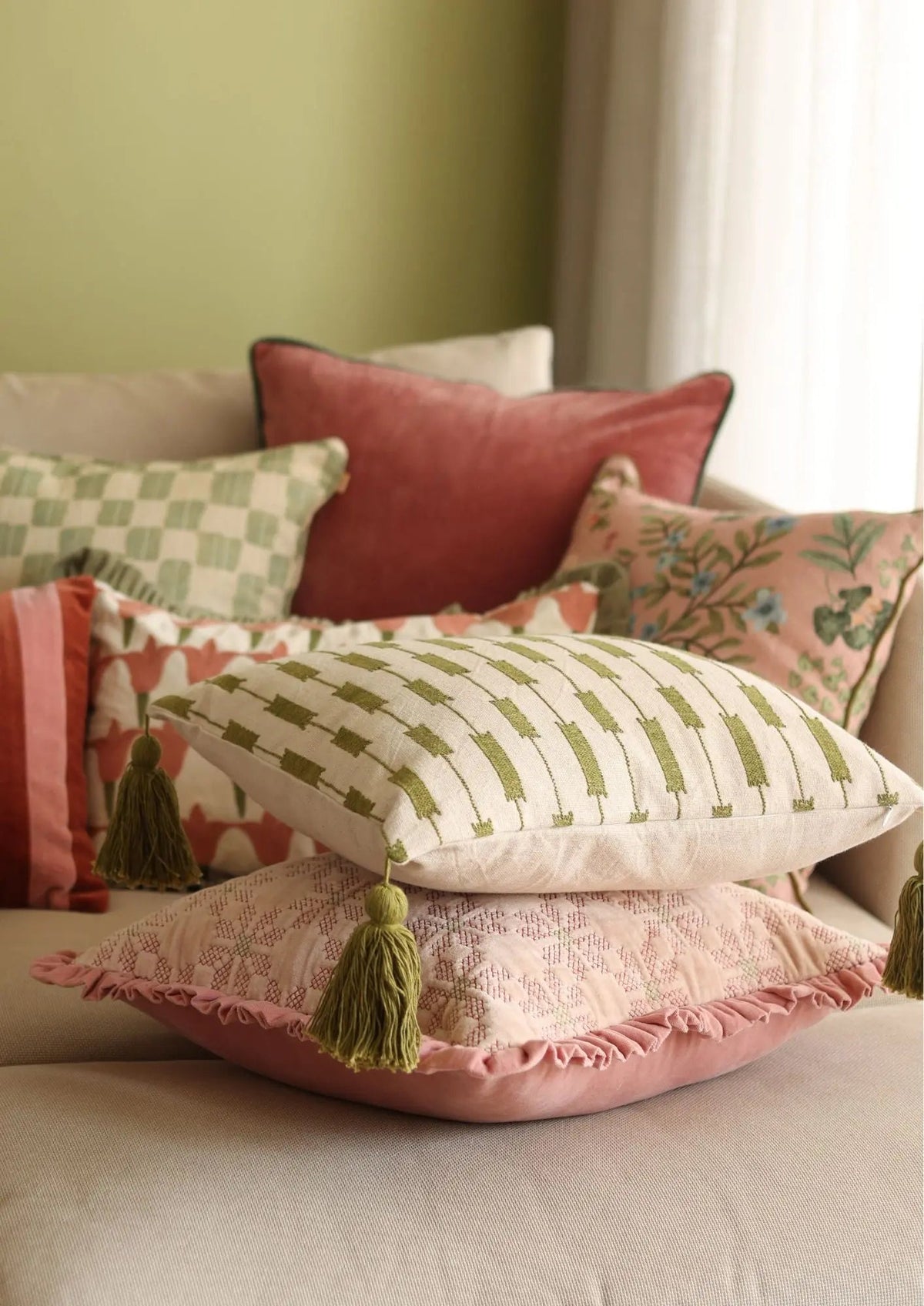 Iris Olive Cushion Cover