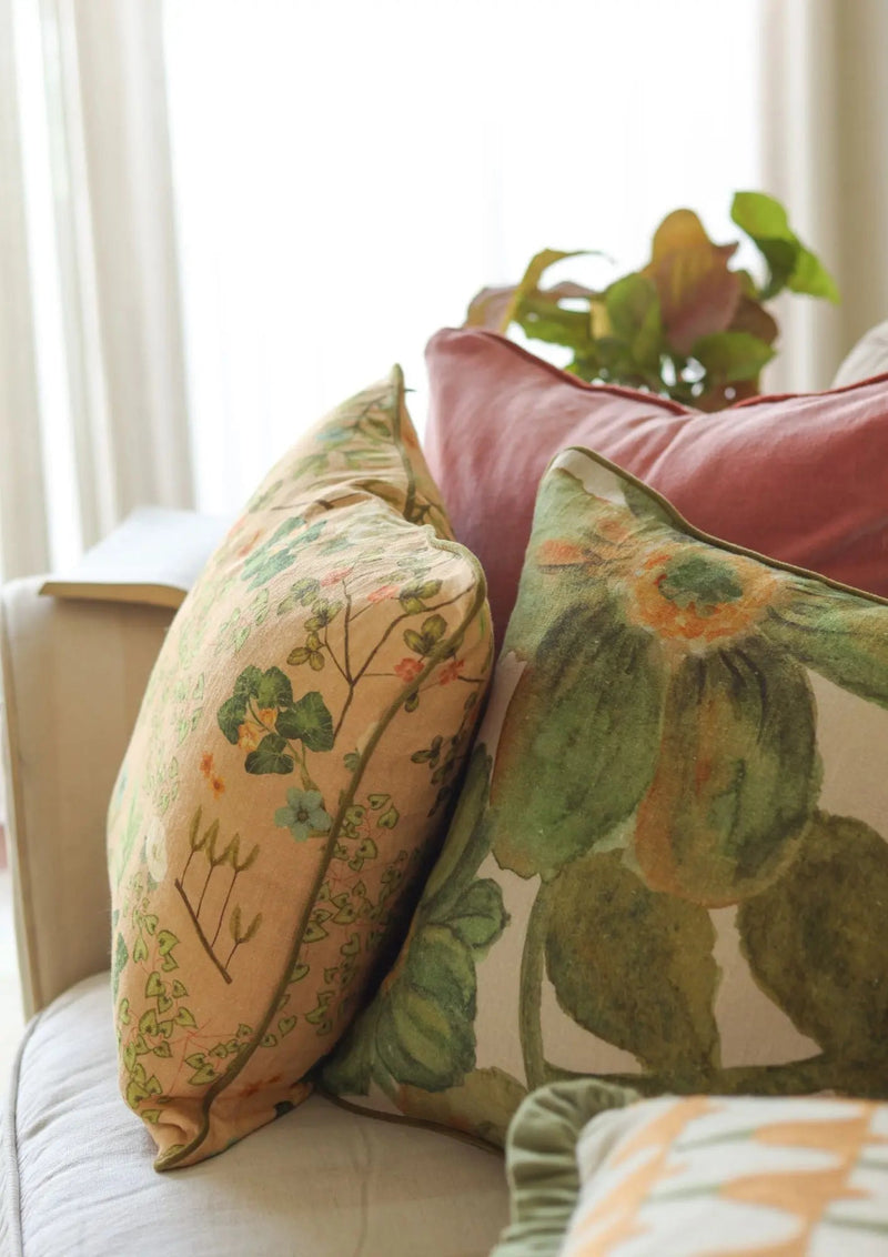 Valley Peach Linen Cushion Cover