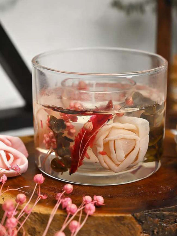Pure Soy Scented Wax And Gel Wax Candle With Pink Rose
