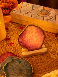 Agate Stone With Marble Base Tea Light Holder