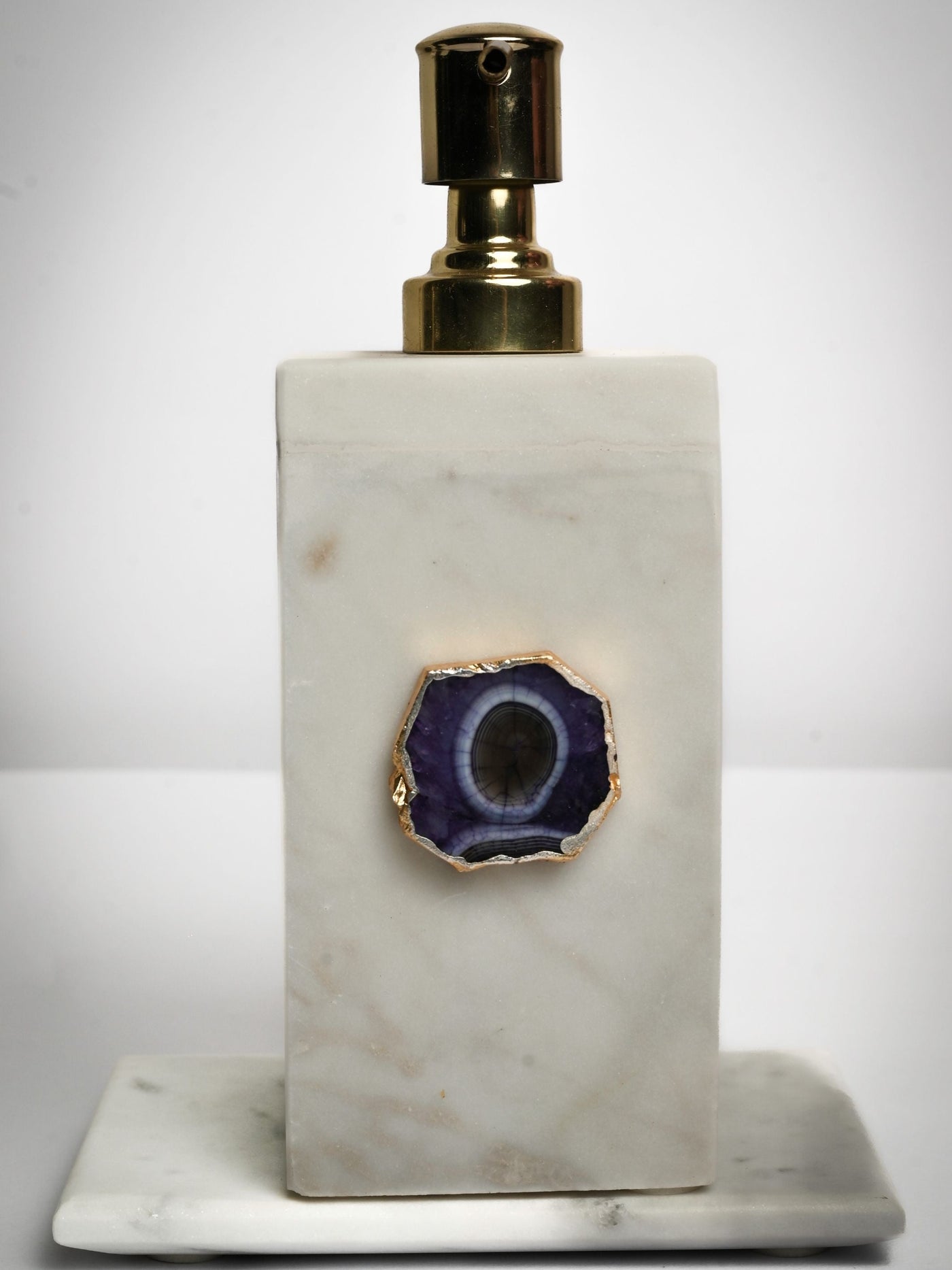Purple Agate with Marble Soap Dispenser