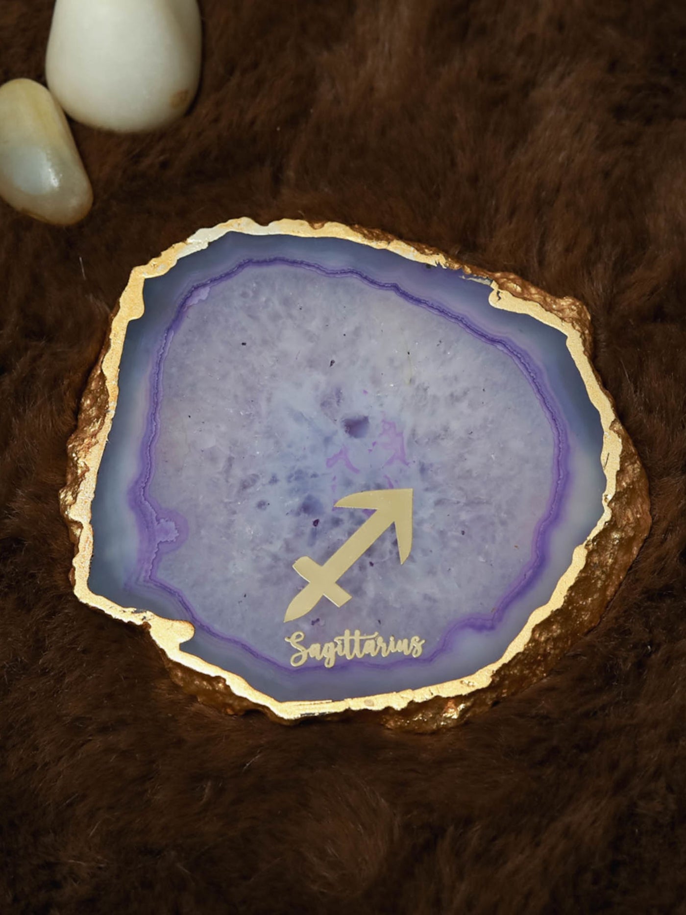 Purple Agate Zodiac Sign Sagittarius Table Coaster