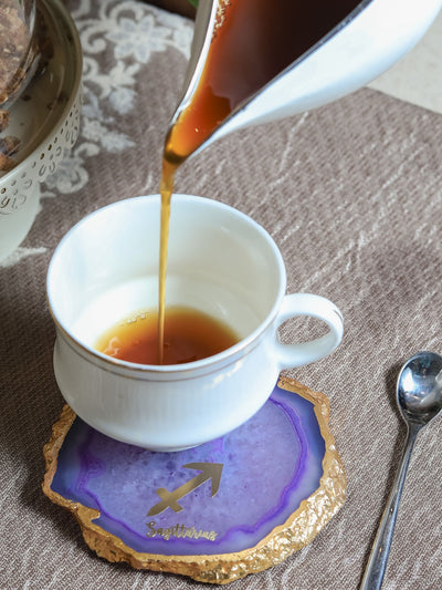 Purple Agate Zodiac Sign Sagittarius Table Coaster