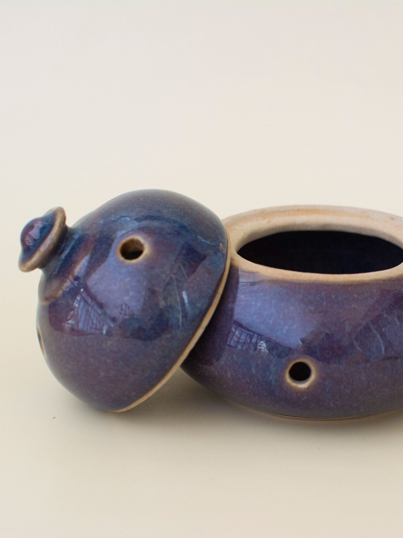 Purple Ceramic Round Dhoop Burner