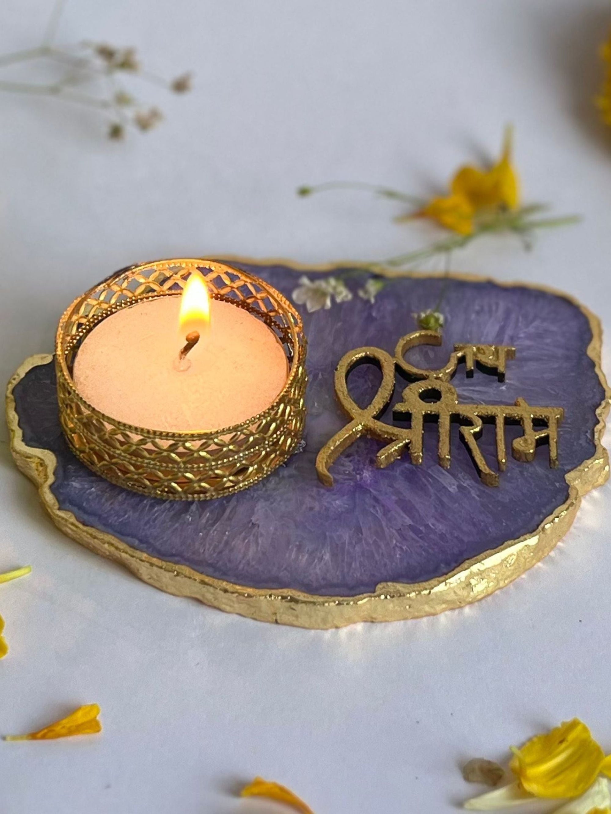 Jai Shree Ram Tea Light Candle Holder Set of 2