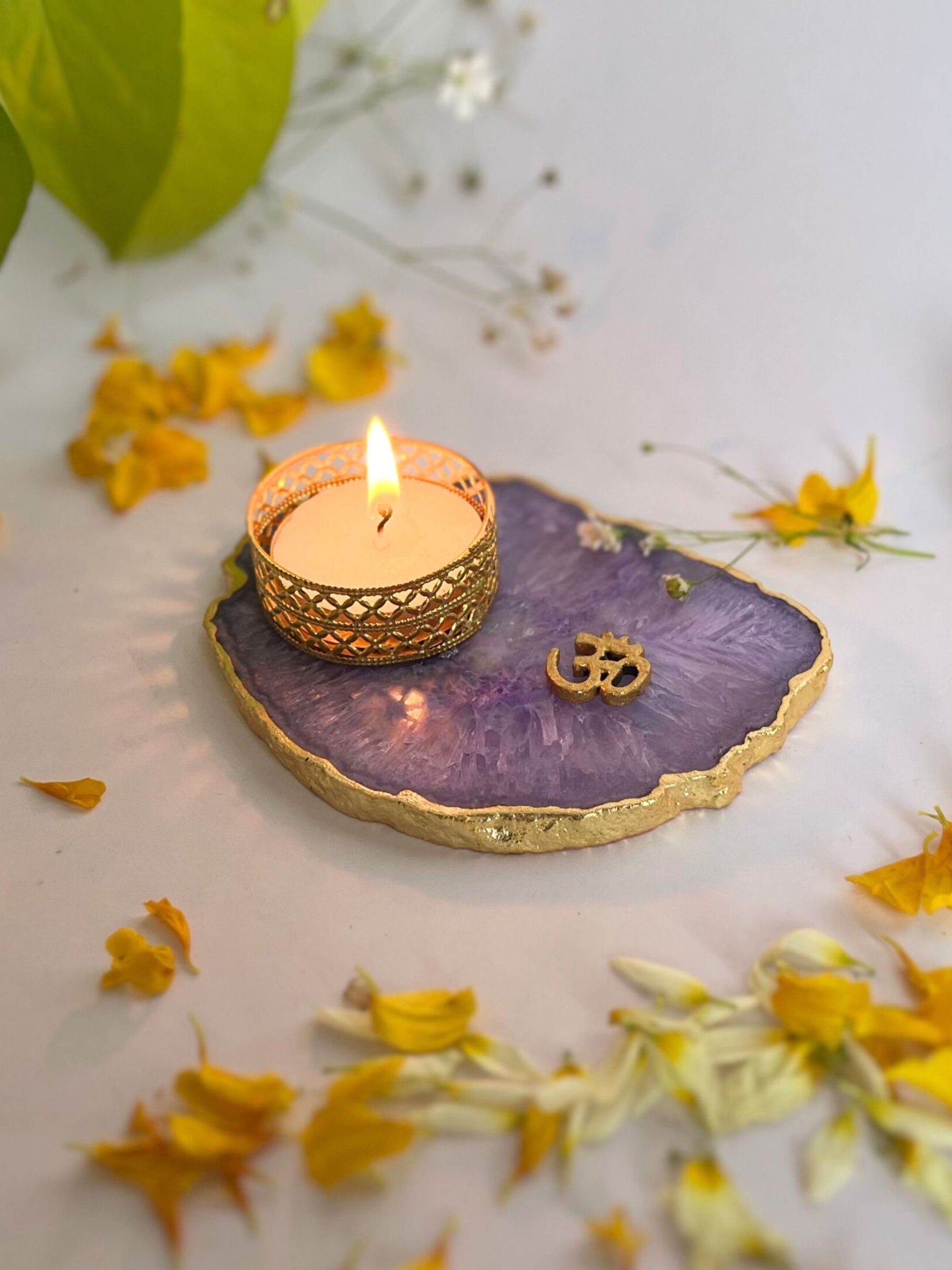 OM Tea Light Candle Holder Set of 2