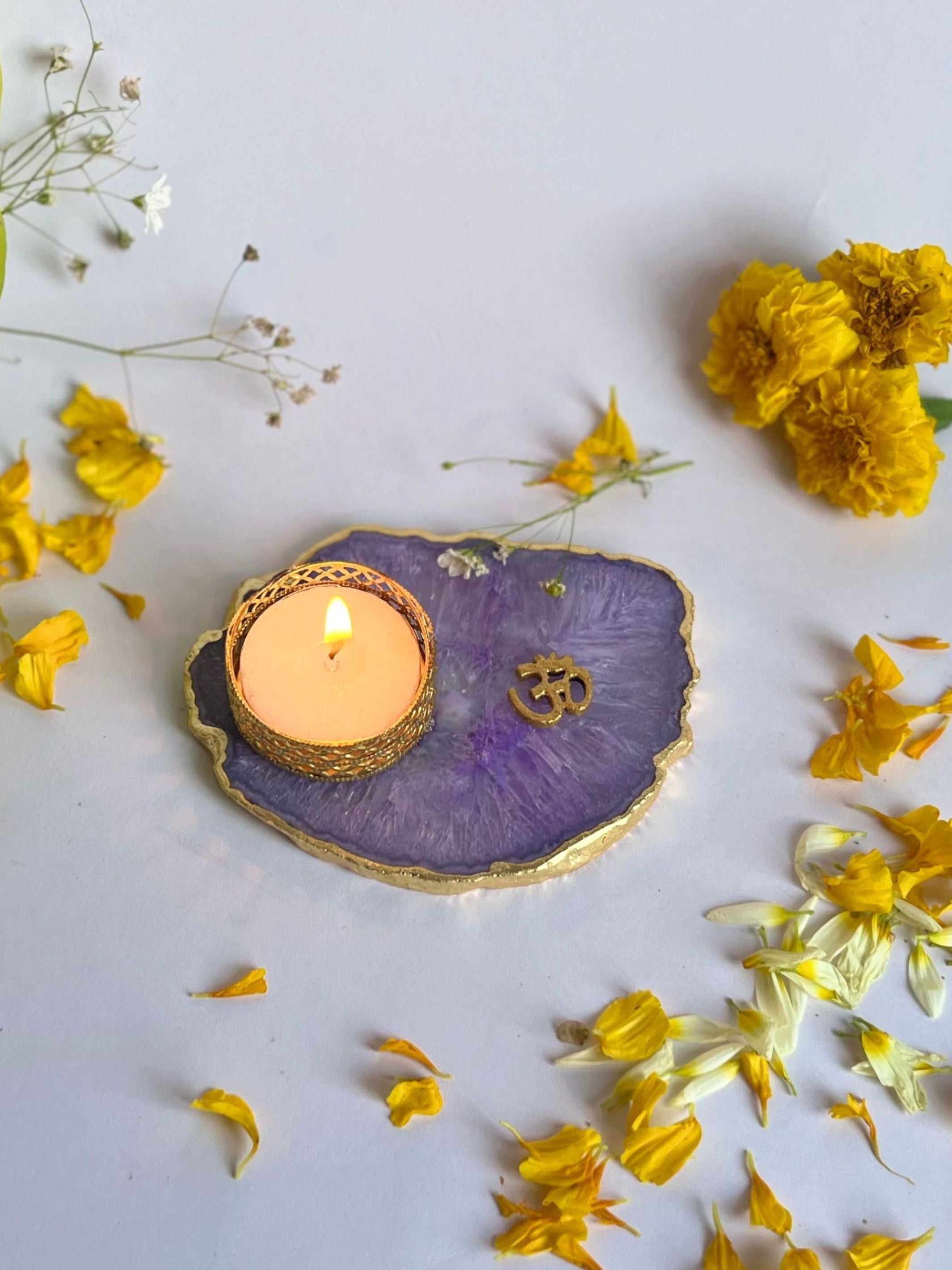 OM Tea Light Candle Holder Set of 2
