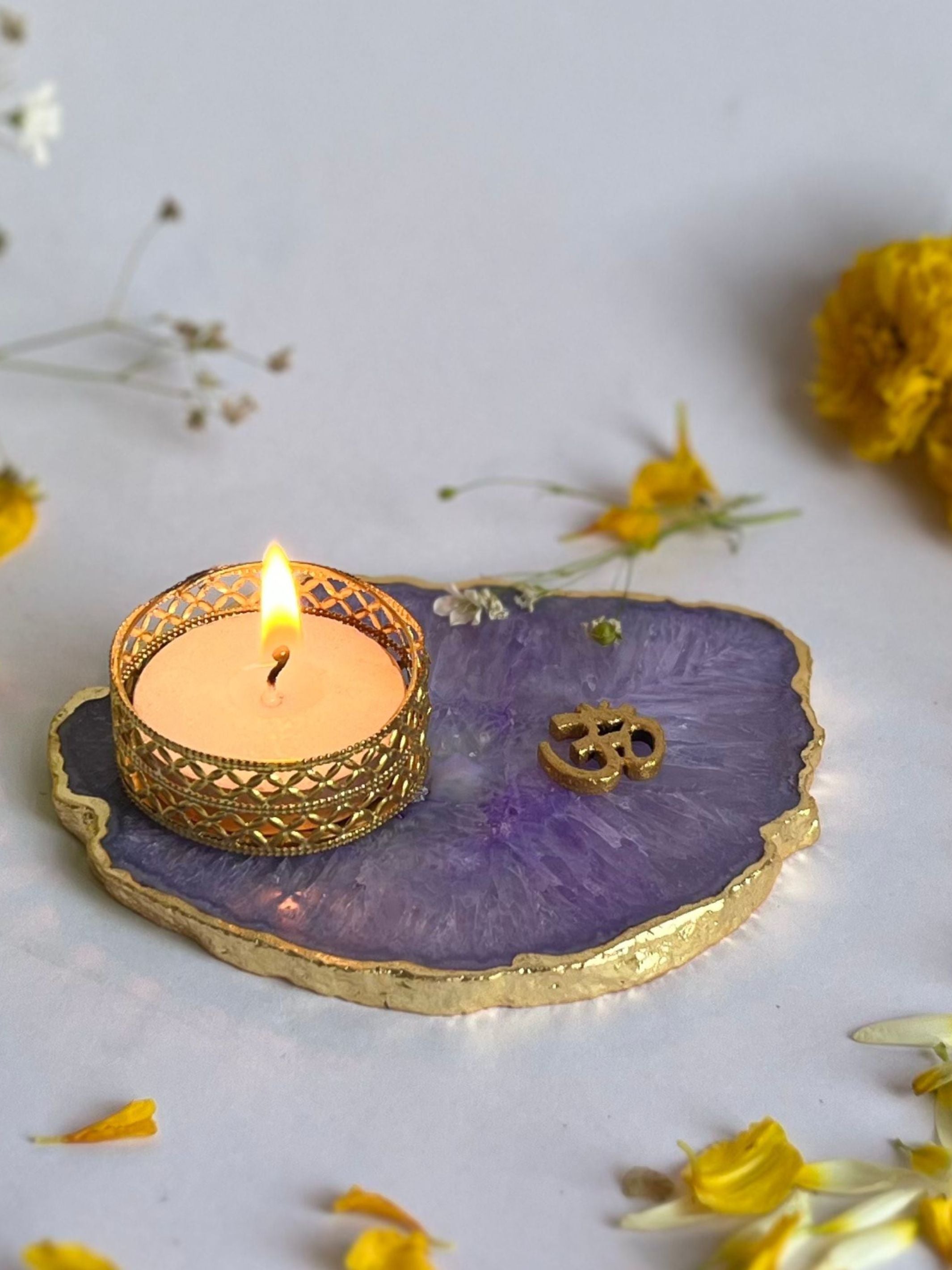 OM Tea Light Candle Holder Set of 2