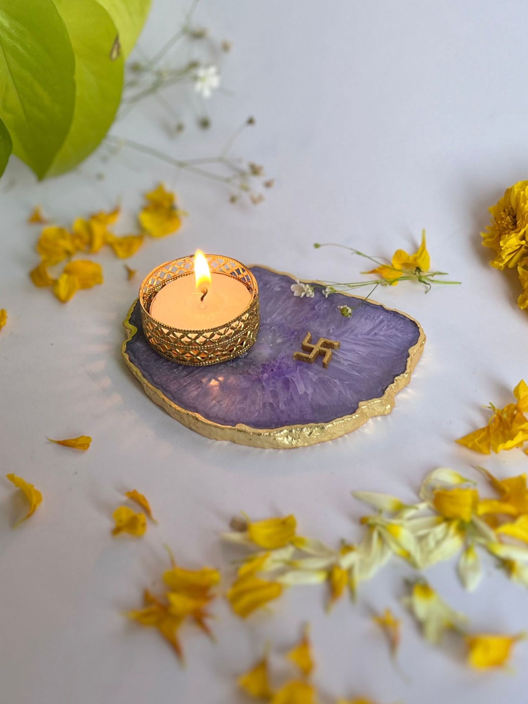 Swastik Tea Light Candle Holder Set of 2