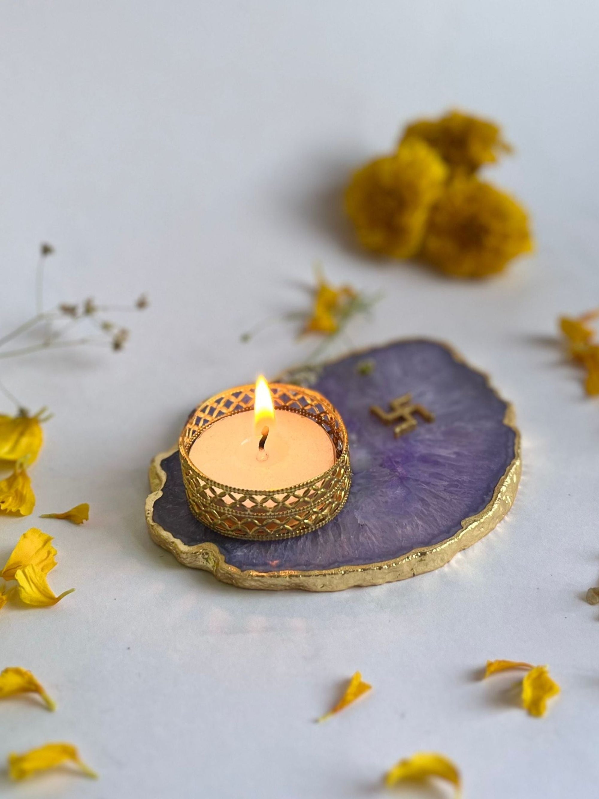 Swastik Tea Light Candle Holder Set of 2