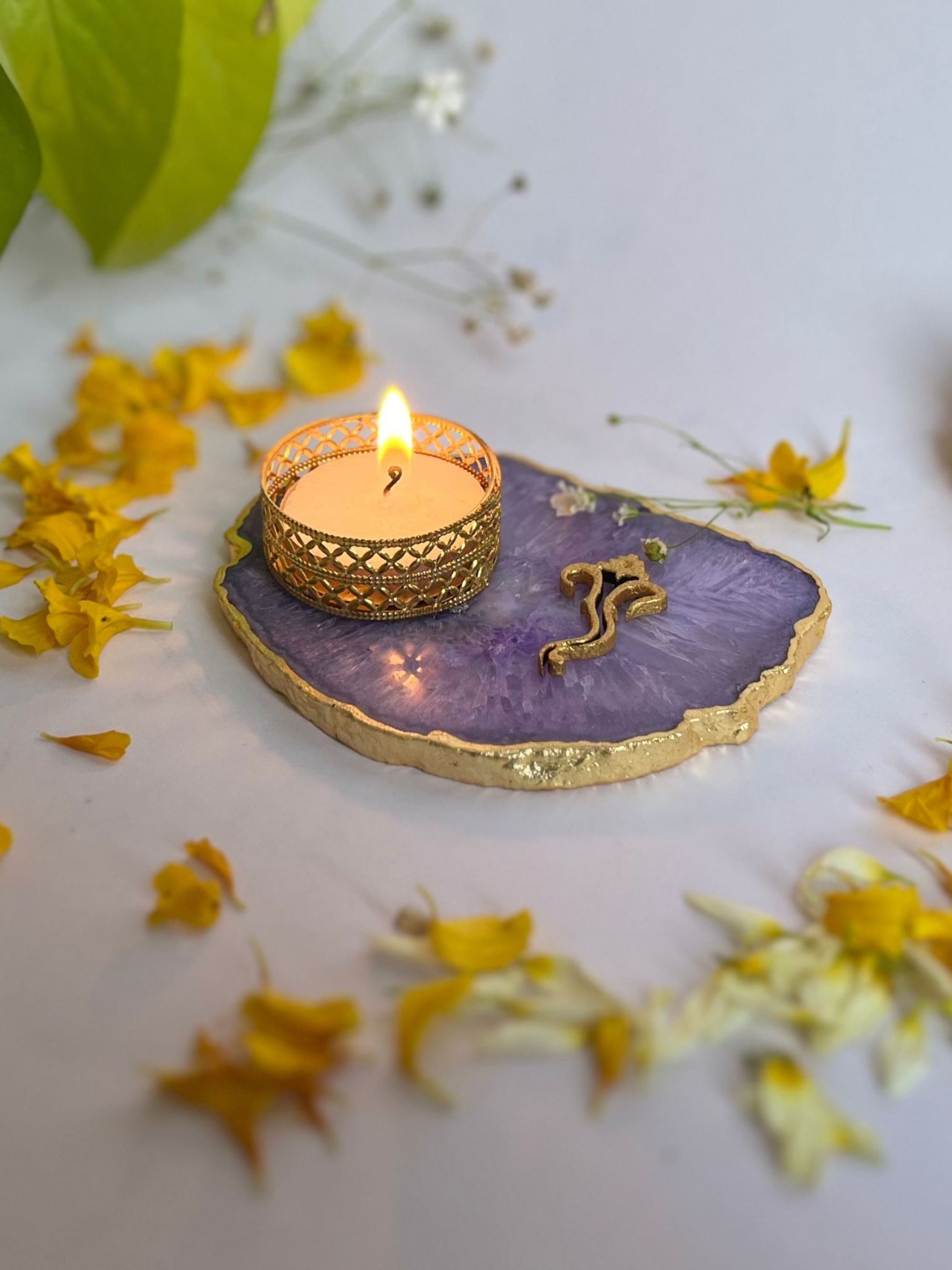 Tea Light Candle Holder with Ganesh Set of 2