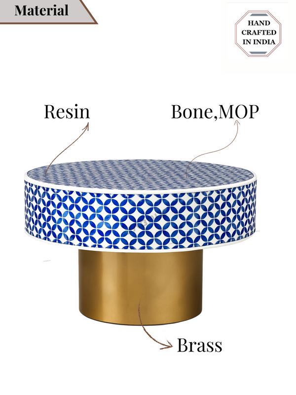 Inlay Round Coffee Table-Moroccan