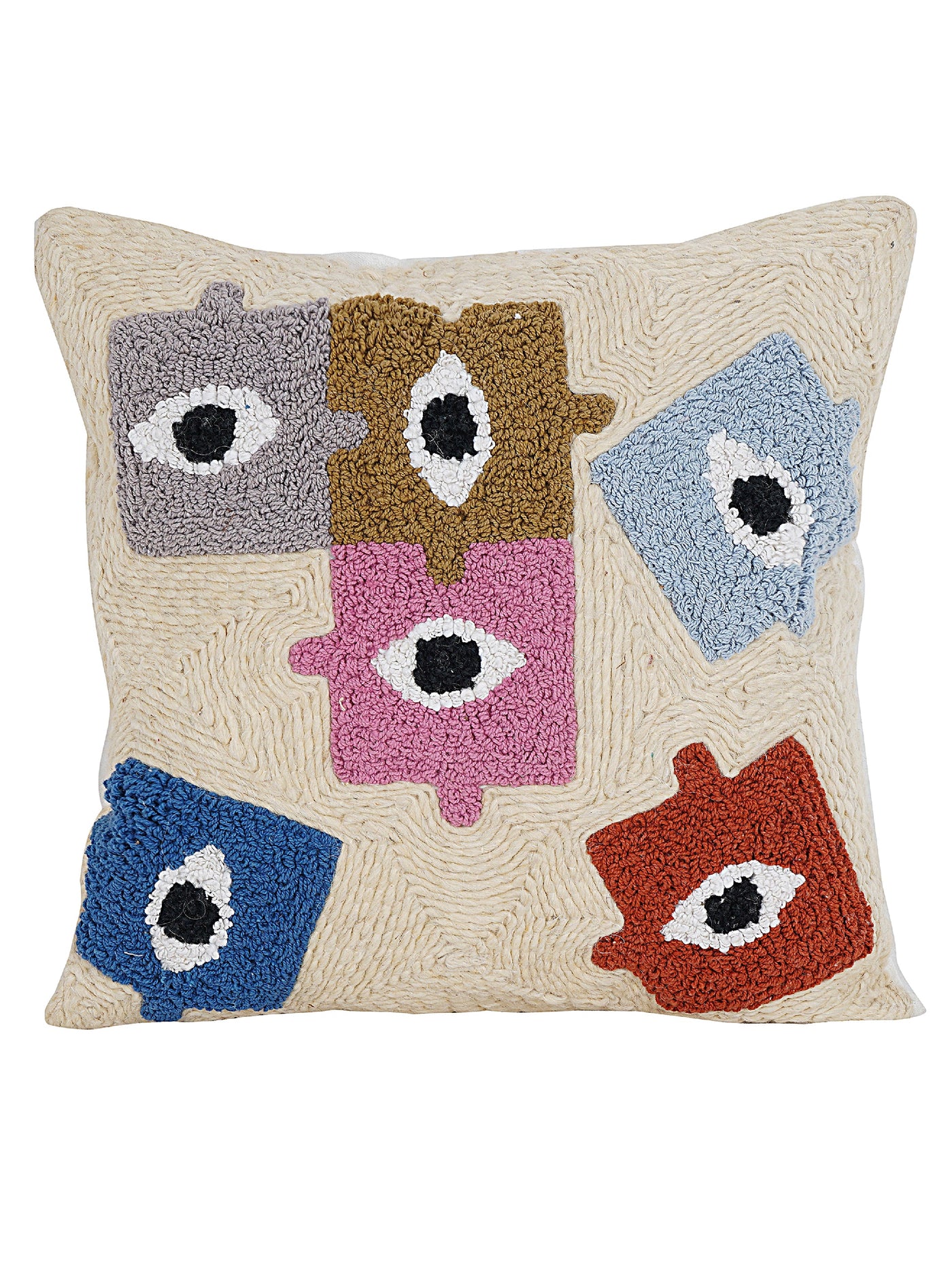 Puzzled Eye Embroidered Cushion
