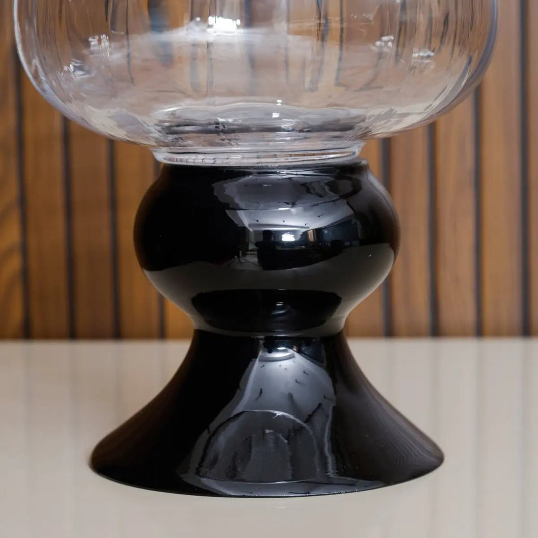 Radiant Clear Vase With Black Base - Small