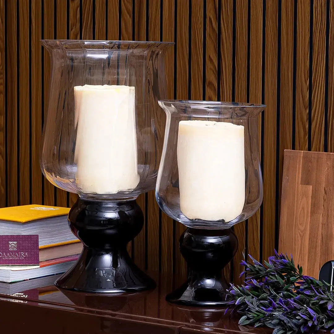 Radiant Clear Vase With Black Base - Tall