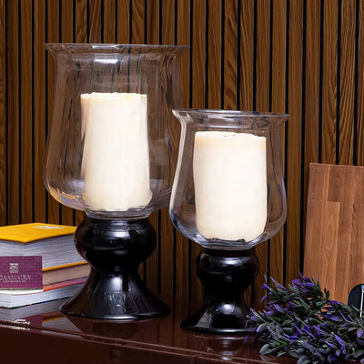 Radiant Clear Vase With Black Base - Tall