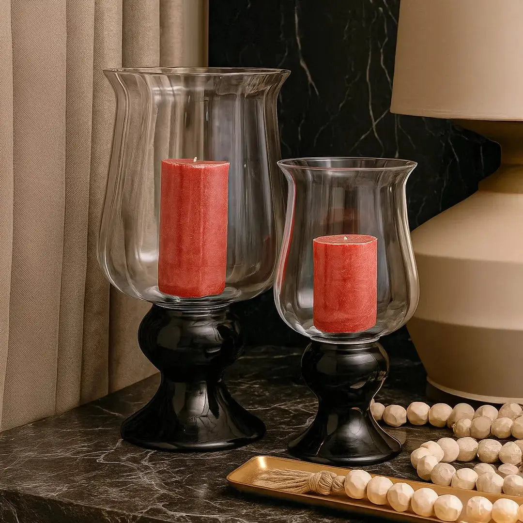 Radiant Clear Vase With Black Base - Tall