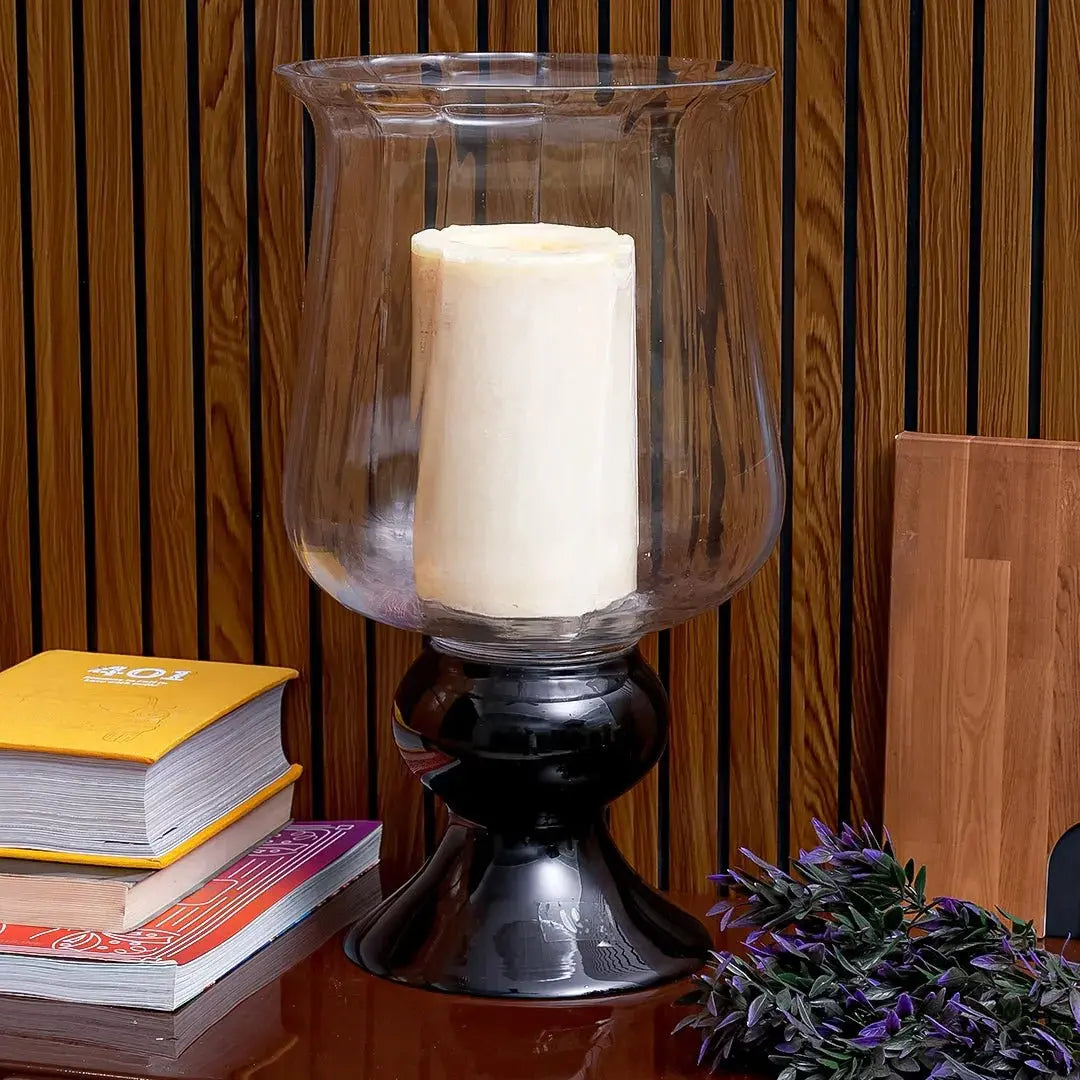 Radiant Clear Vase With Black Base - Tall