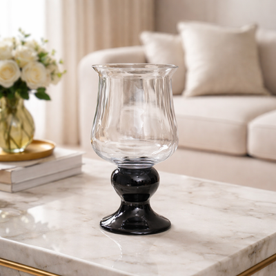 Radiant Clear Vase With Black Base - Tall
