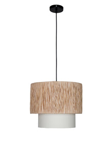 Rafia14 Inch Wide Double Drum Pendant Light - Natural Elegance for Your Space
