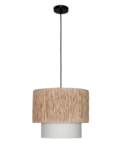 Rafia14 Inch Wide Double Drum Pendant Light - Natural Elegance for Your Space