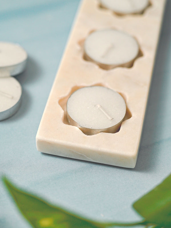 Tea Light Candle Holder - Rectangular Marble
