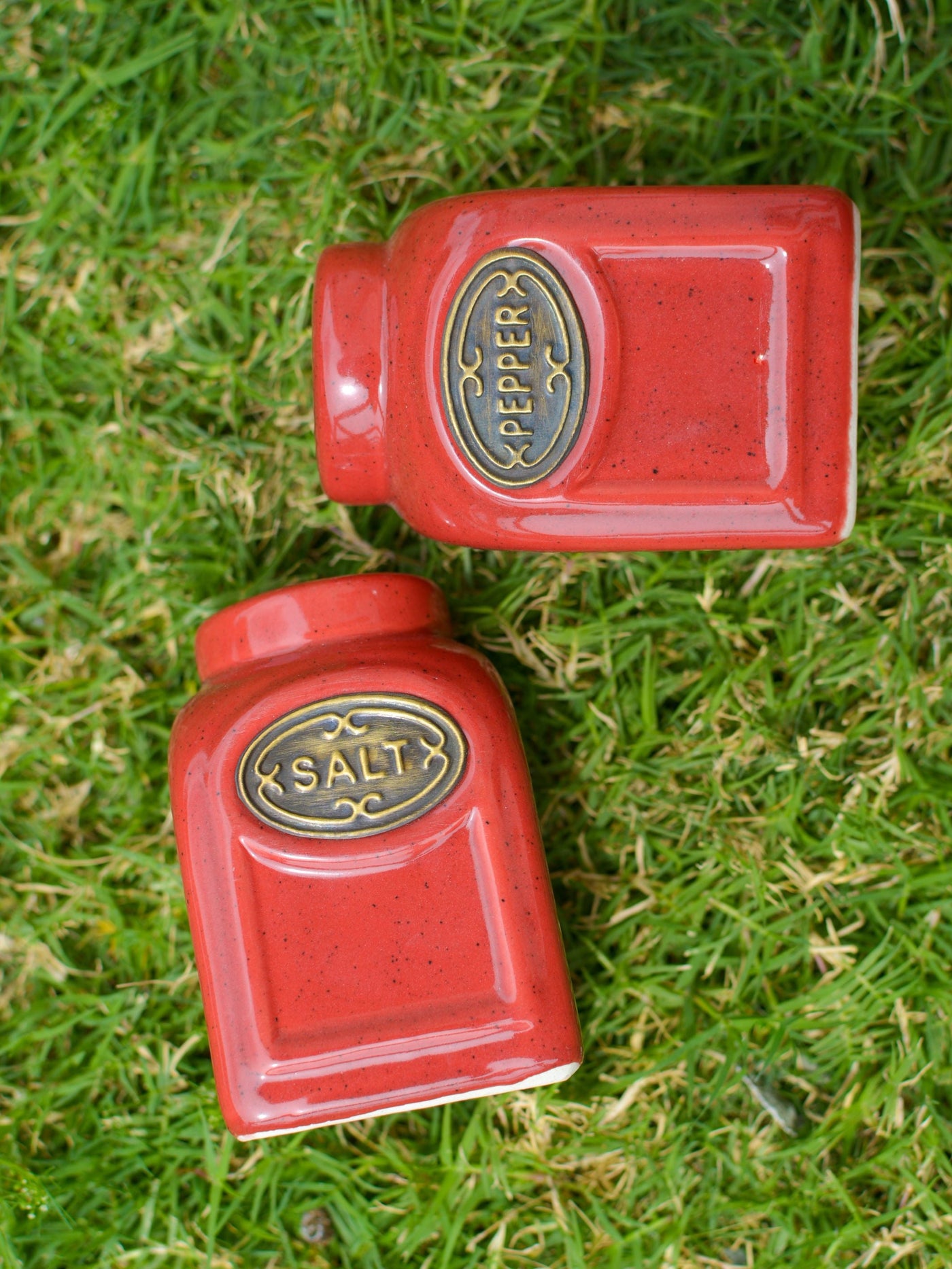 Red Ceramic Salt Pepper Shakers