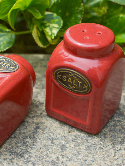 Red Ceramic Salt Pepper Shakers