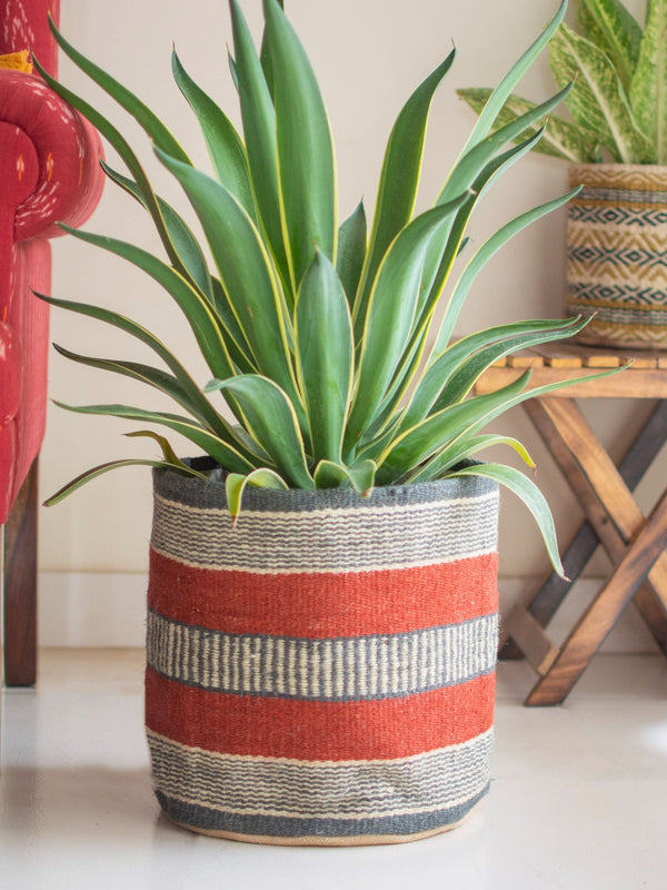 Red Jute Handwoven Basket Large