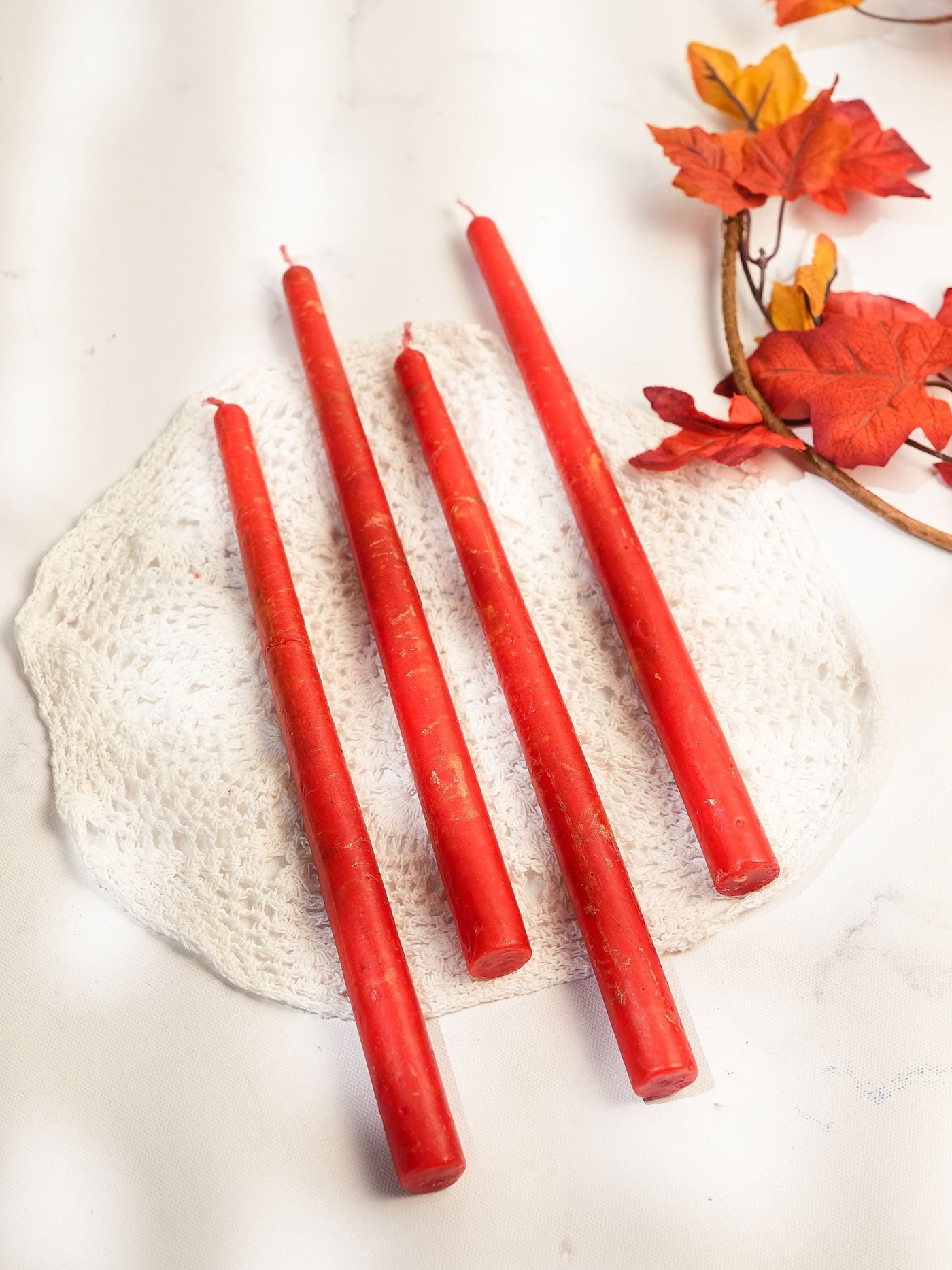 Red Taper Candles Set of 4