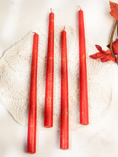 Red Taper Candles Set of 4