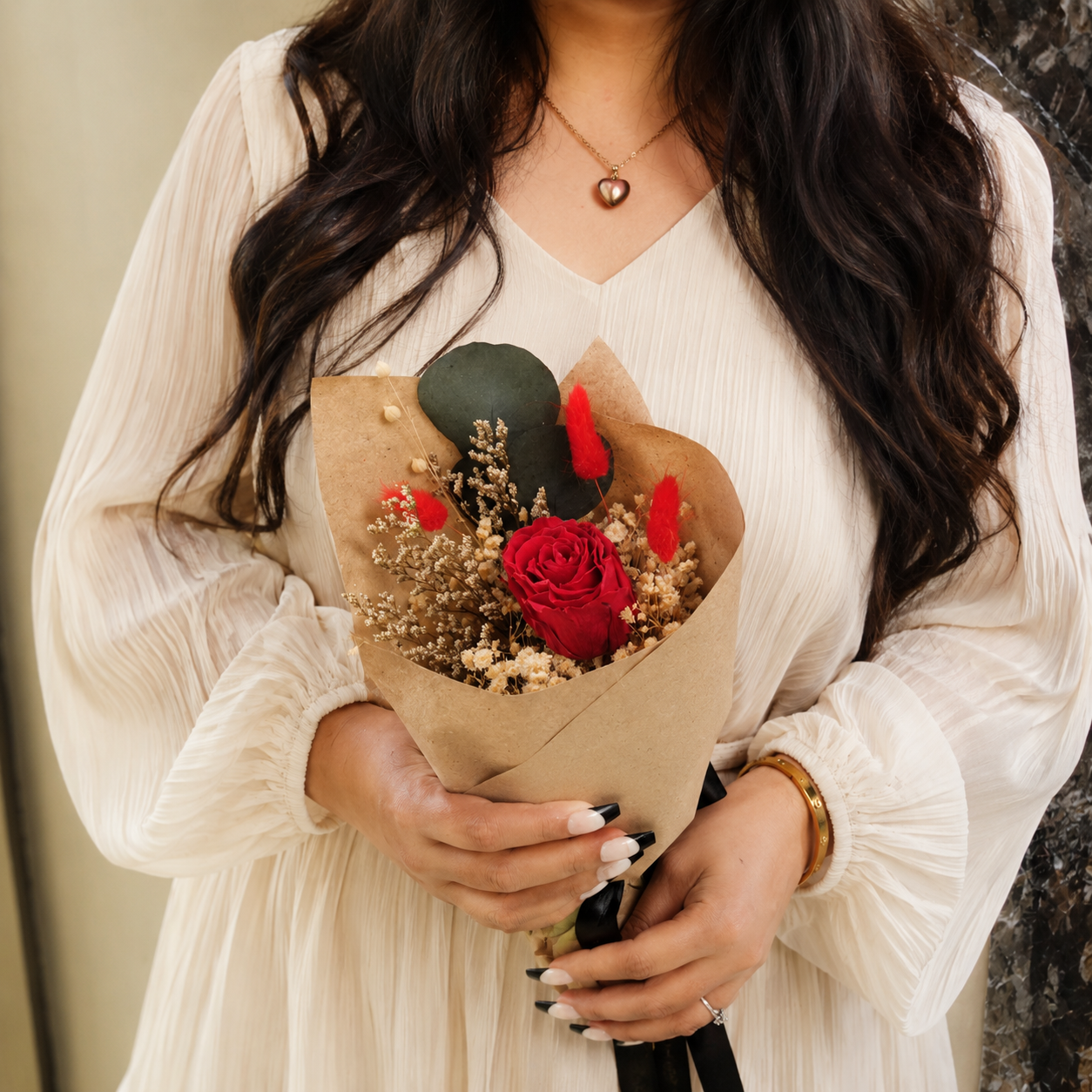 Ruby Romance Preserved Red Rose Bouquet | Dried Flower Gift Bouquet